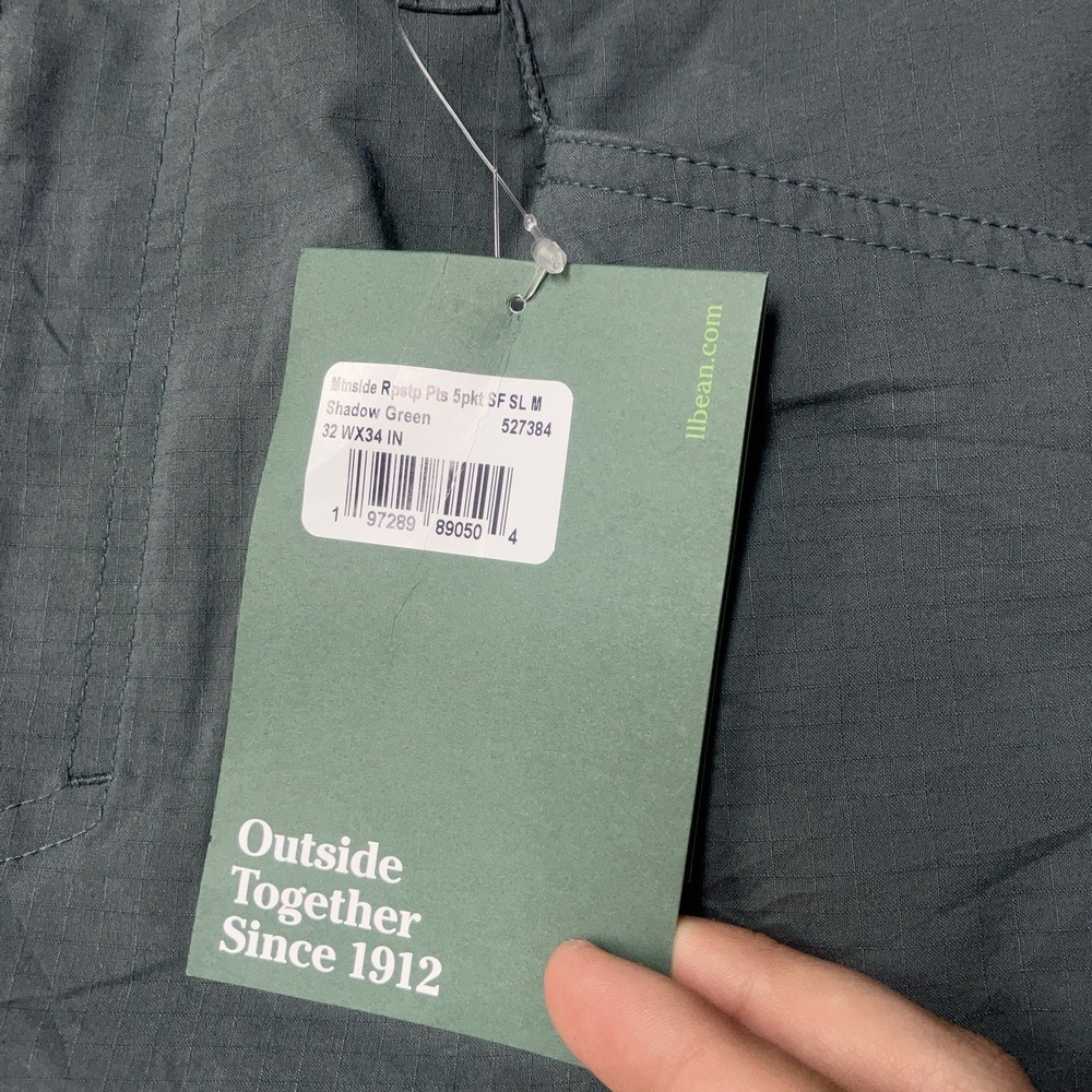 NWT LL Bean Mountainside Ripstop 5-Pocket Pants Men 32x34 Fit 34x34 Green 527384 - Picture 4 of 11